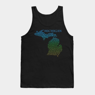 Michigan State Outline Maze & Labyrinth Tank Top